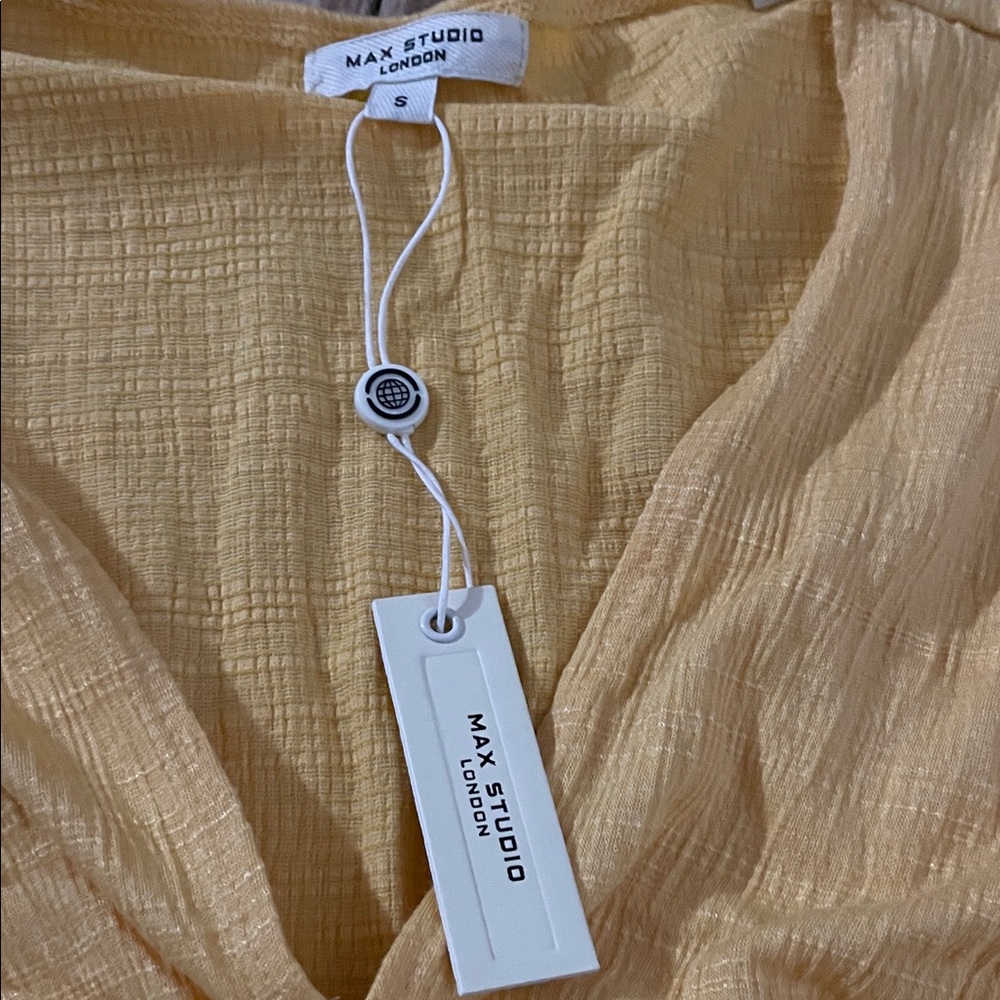 Max Studio Mustard Ruched Blouse - Picture 2 of 5